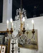 Gilt Wood and Crystal Chandelier 